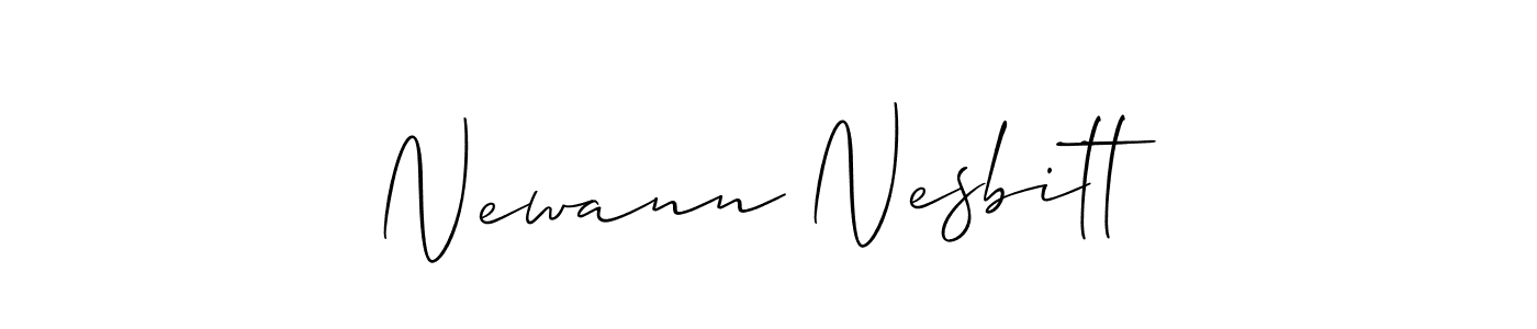 Allison_Script is a professional signature style that is perfect for those who want to add a touch of class to their signature. It is also a great choice for those who want to make their signature more unique. Get Newann Nesbitt name to fancy signature for free. Newann Nesbitt signature style 2 images and pictures png