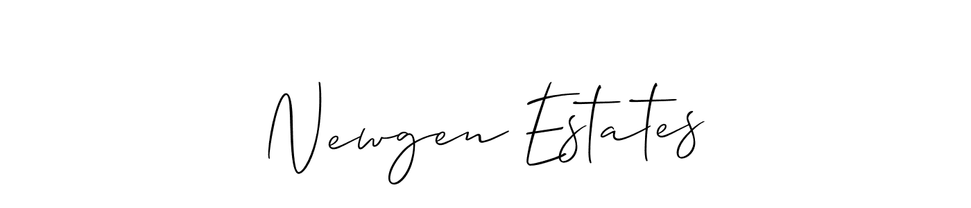 if you are searching for the best signature style for your name Newgen Estates. so please give up your signature search. here we have designed multiple signature styles  using Allison_Script. Newgen Estates signature style 2 images and pictures png