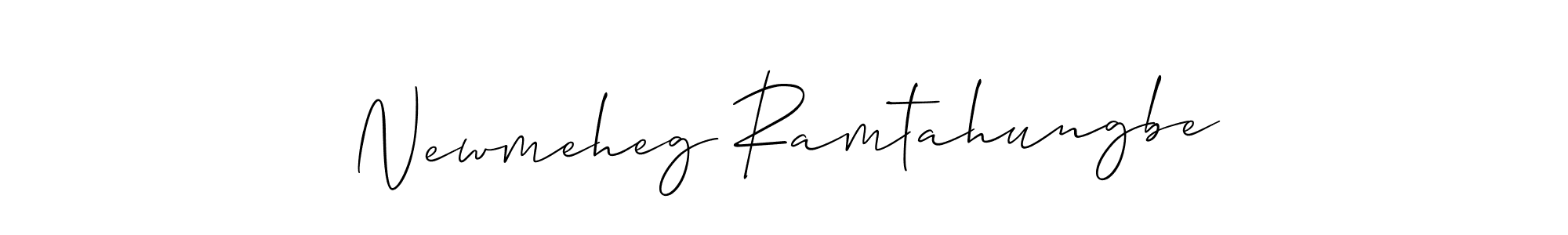 Also You can easily find your signature by using the search form. We will create Newmeheg Ramtahungbe name handwritten signature images for you free of cost using Allison_Script sign style. Newmeheg Ramtahungbe signature style 2 images and pictures png
