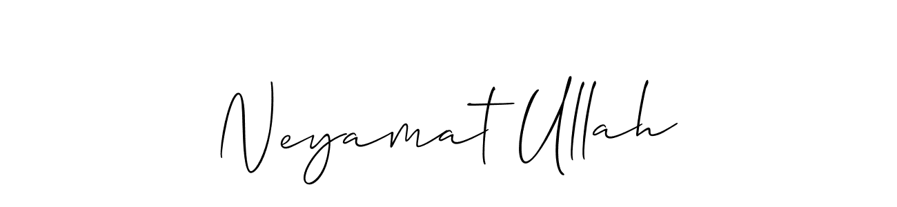 Make a beautiful signature design for name Neyamat Ullah. With this signature (Allison_Script) style, you can create a handwritten signature for free. Neyamat Ullah signature style 2 images and pictures png