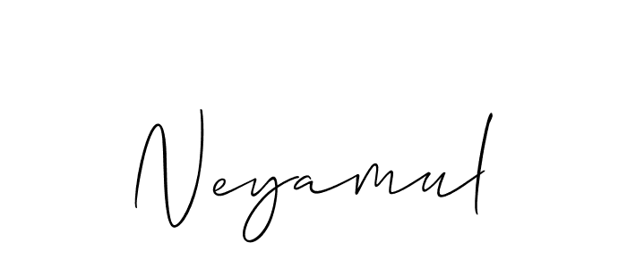 Make a beautiful signature design for name Neyamul. With this signature (Allison_Script) style, you can create a handwritten signature for free. Neyamul signature style 2 images and pictures png