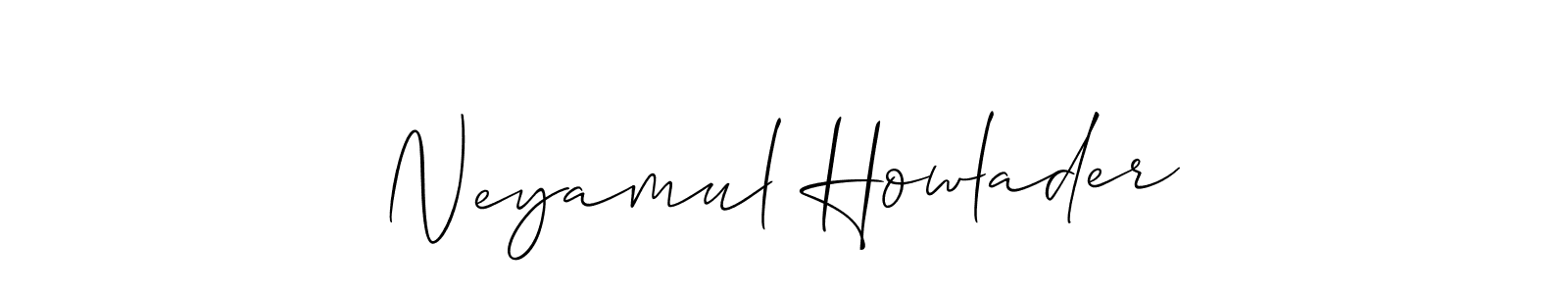 How to make Neyamul Howlader name signature. Use Allison_Script style for creating short signs online. This is the latest handwritten sign. Neyamul Howlader signature style 2 images and pictures png