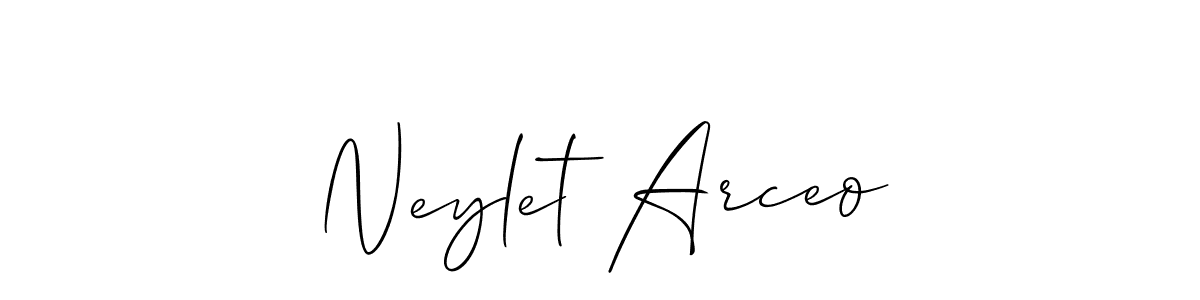 It looks lik you need a new signature style for name Neylet Arceo. Design unique handwritten (Allison_Script) signature with our free signature maker in just a few clicks. Neylet Arceo signature style 2 images and pictures png