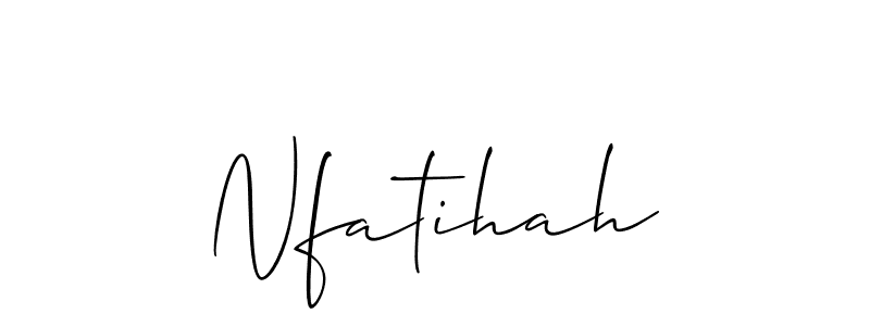 if you are searching for the best signature style for your name Nfatihah. so please give up your signature search. here we have designed multiple signature styles  using Allison_Script. Nfatihah signature style 2 images and pictures png