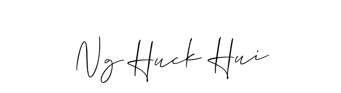The best way (Allison_Script) to make a short signature is to pick only two or three words in your name. The name Ng Huck Hui include a total of six letters. For converting this name. Ng Huck Hui signature style 2 images and pictures png