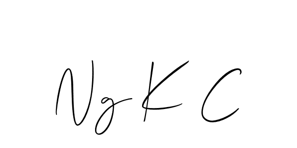 The best way (Allison_Script) to make a short signature is to pick only two or three words in your name. The name Ng K C include a total of six letters. For converting this name. Ng K C signature style 2 images and pictures png