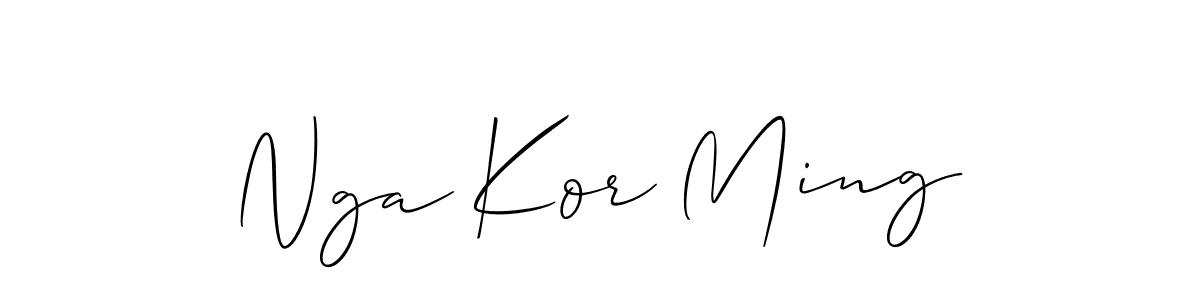 Also You can easily find your signature by using the search form. We will create Nga Kor Ming name handwritten signature images for you free of cost using Allison_Script sign style. Nga Kor Ming signature style 2 images and pictures png