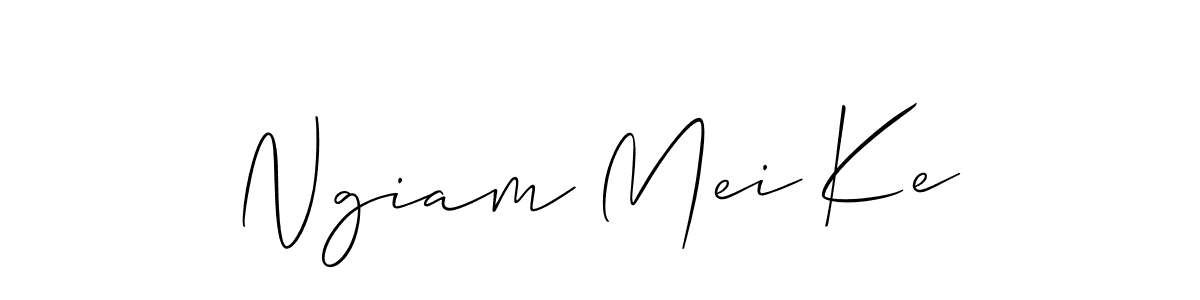 You should practise on your own different ways (Allison_Script) to write your name (Ngiam Mei Ke) in signature. don't let someone else do it for you. Ngiam Mei Ke signature style 2 images and pictures png