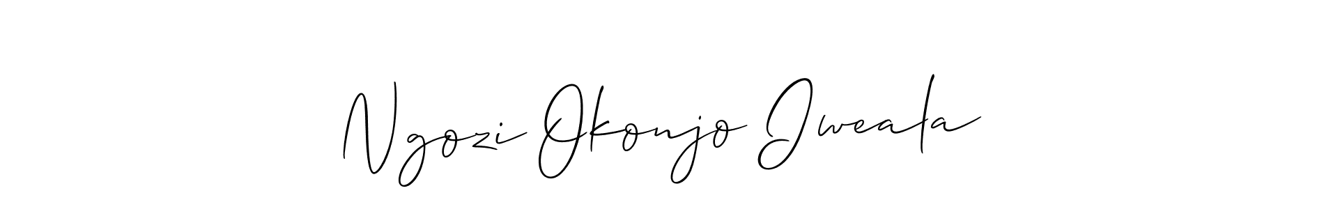 It looks lik you need a new signature style for name Ngozi Okonjo Iweala. Design unique handwritten (Allison_Script) signature with our free signature maker in just a few clicks. Ngozi Okonjo Iweala signature style 2 images and pictures png