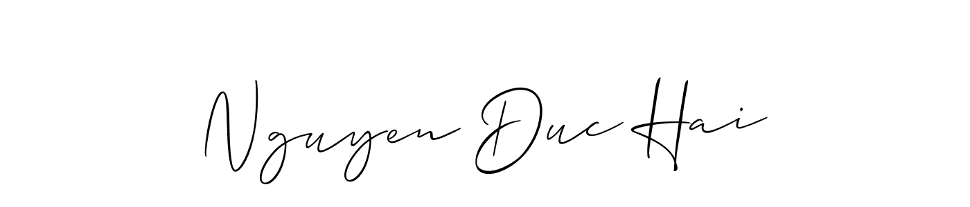 Similarly Allison_Script is the best handwritten signature design. Signature creator online .You can use it as an online autograph creator for name Nguyen Duc Hai. Nguyen Duc Hai signature style 2 images and pictures png