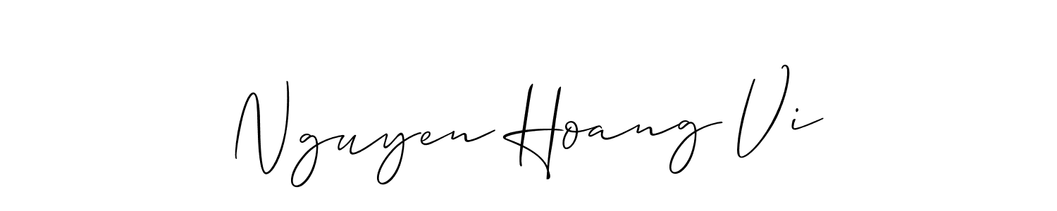 You should practise on your own different ways (Allison_Script) to write your name (Nguyen Hoang Vi) in signature. don't let someone else do it for you. Nguyen Hoang Vi signature style 2 images and pictures png