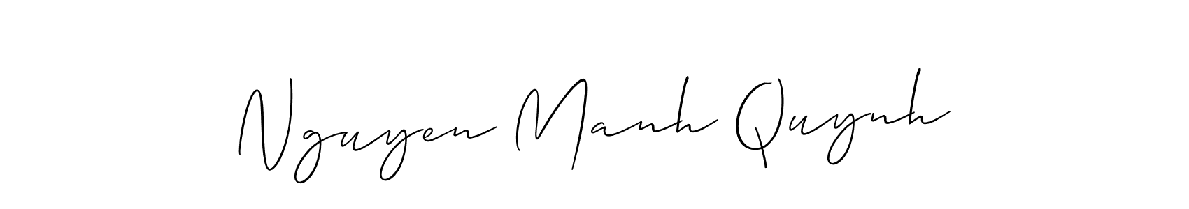 How to make Nguyen Manh Quynh name signature. Use Allison_Script style for creating short signs online. This is the latest handwritten sign. Nguyen Manh Quynh signature style 2 images and pictures png