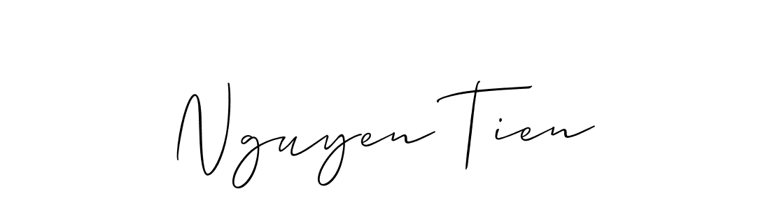 Use a signature maker to create a handwritten signature online. With this signature software, you can design (Allison_Script) your own signature for name Nguyen Tien. Nguyen Tien signature style 2 images and pictures png