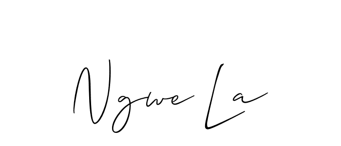 Use a signature maker to create a handwritten signature online. With this signature software, you can design (Allison_Script) your own signature for name Ngwe La. Ngwe La signature style 2 images and pictures png