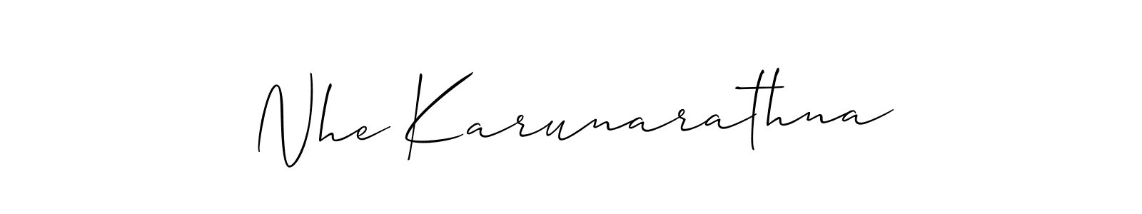 Make a beautiful signature design for name Nhe Karunarathna. With this signature (Allison_Script) style, you can create a handwritten signature for free. Nhe Karunarathna signature style 2 images and pictures png