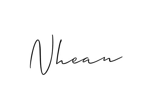 The best way (Allison_Script) to make a short signature is to pick only two or three words in your name. The name Nhean include a total of six letters. For converting this name. Nhean signature style 2 images and pictures png