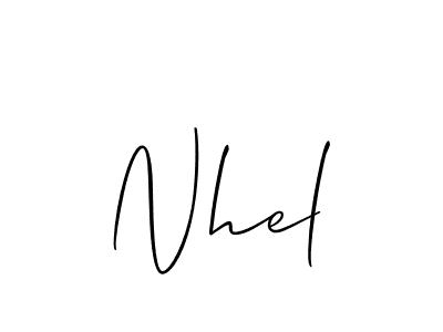 Use a signature maker to create a handwritten signature online. With this signature software, you can design (Allison_Script) your own signature for name Nhel. Nhel signature style 2 images and pictures png