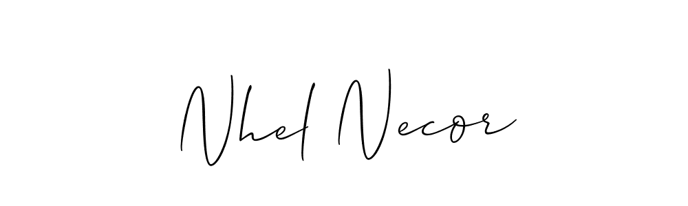 Make a beautiful signature design for name Nhel Necor. With this signature (Allison_Script) style, you can create a handwritten signature for free. Nhel Necor signature style 2 images and pictures png