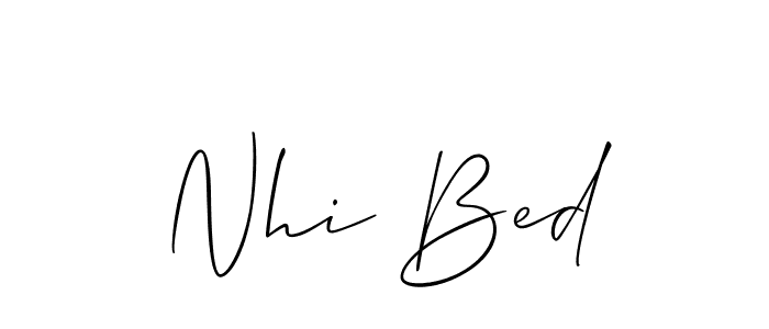 The best way (Allison_Script) to make a short signature is to pick only two or three words in your name. The name Nhi Bed include a total of six letters. For converting this name. Nhi Bed signature style 2 images and pictures png