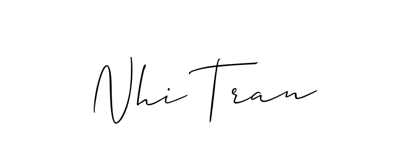How to make Nhi Tran name signature. Use Allison_Script style for creating short signs online. This is the latest handwritten sign. Nhi Tran signature style 2 images and pictures png