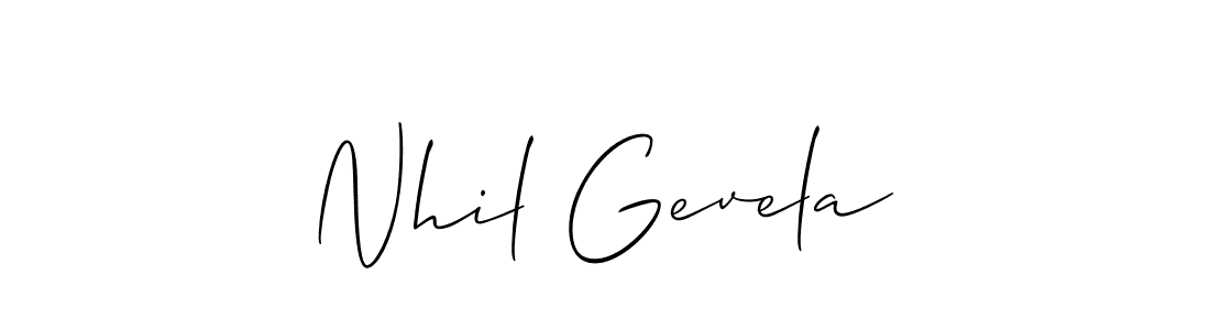 Make a beautiful signature design for name Nhil Gevela. With this signature (Allison_Script) style, you can create a handwritten signature for free. Nhil Gevela signature style 2 images and pictures png