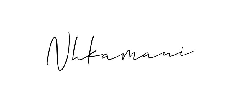 Allison_Script is a professional signature style that is perfect for those who want to add a touch of class to their signature. It is also a great choice for those who want to make their signature more unique. Get Nhkamani name to fancy signature for free. Nhkamani signature style 2 images and pictures png