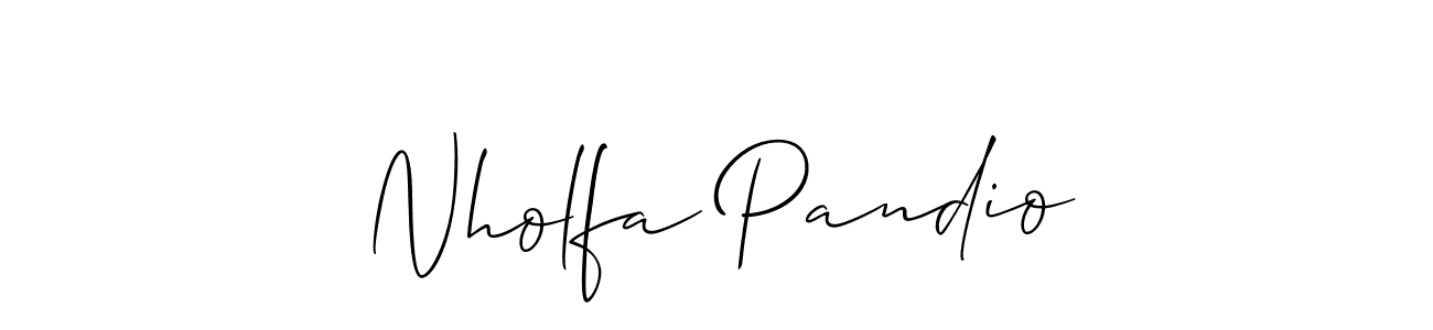 Nholfa Pandio stylish signature style. Best Handwritten Sign (Allison_Script) for my name. Handwritten Signature Collection Ideas for my name Nholfa Pandio. Nholfa Pandio signature style 2 images and pictures png