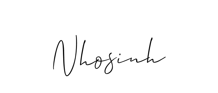 Use a signature maker to create a handwritten signature online. With this signature software, you can design (Allison_Script) your own signature for name Nhosinh. Nhosinh signature style 2 images and pictures png