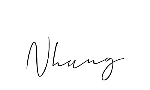 Create a beautiful signature design for name Nhung. With this signature (Allison_Script) fonts, you can make a handwritten signature for free. Nhung signature style 2 images and pictures png