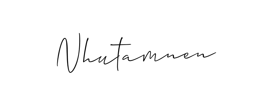 How to make Nhutamnen name signature. Use Allison_Script style for creating short signs online. This is the latest handwritten sign. Nhutamnen signature style 2 images and pictures png