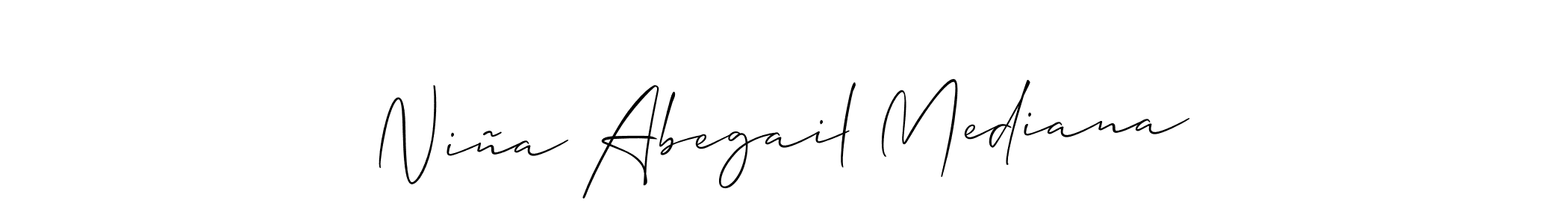 Similarly Allison_Script is the best handwritten signature design. Signature creator online .You can use it as an online autograph creator for name Niña Abegail Mediana. Niña Abegail Mediana signature style 2 images and pictures png