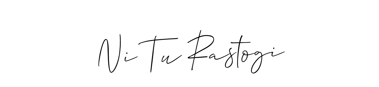Allison_Script is a professional signature style that is perfect for those who want to add a touch of class to their signature. It is also a great choice for those who want to make their signature more unique. Get Ni Tu Rastogi name to fancy signature for free. Ni Tu Rastogi signature style 2 images and pictures png