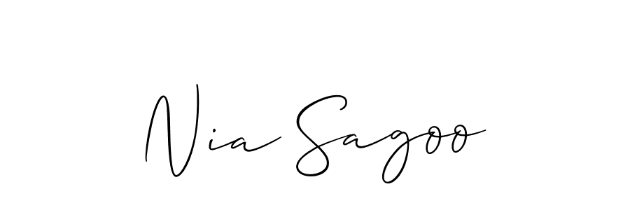Make a beautiful signature design for name Nia Sagoo. With this signature (Allison_Script) style, you can create a handwritten signature for free. Nia Sagoo signature style 2 images and pictures png