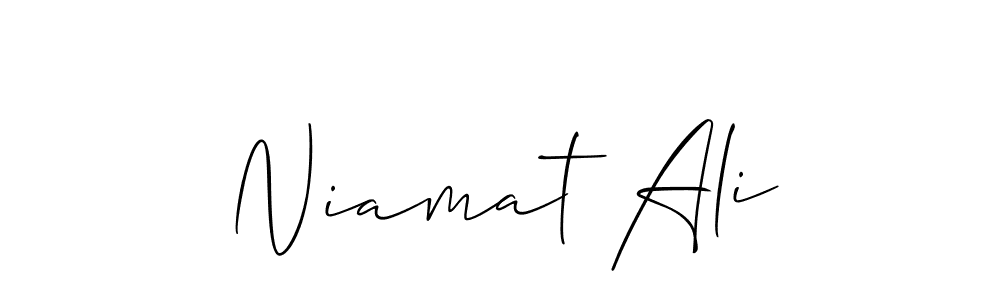 if you are searching for the best signature style for your name Niamat Ali. so please give up your signature search. here we have designed multiple signature styles  using Allison_Script. Niamat Ali signature style 2 images and pictures png
