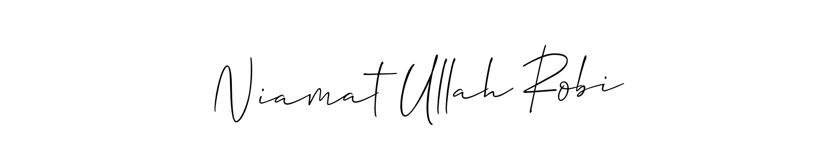 Create a beautiful signature design for name Niamat Ullah Robi. With this signature (Allison_Script) fonts, you can make a handwritten signature for free. Niamat Ullah Robi signature style 2 images and pictures png