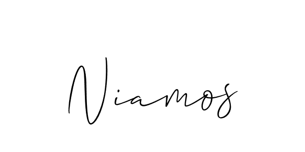 Allison_Script is a professional signature style that is perfect for those who want to add a touch of class to their signature. It is also a great choice for those who want to make their signature more unique. Get Niamos name to fancy signature for free. Niamos signature style 2 images and pictures png