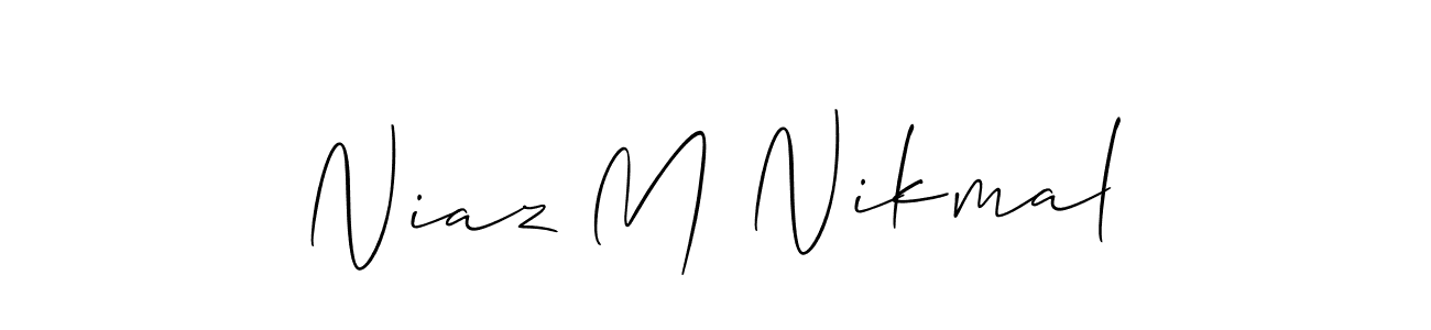 Use a signature maker to create a handwritten signature online. With this signature software, you can design (Allison_Script) your own signature for name Niaz M Nikmal. Niaz M Nikmal signature style 2 images and pictures png