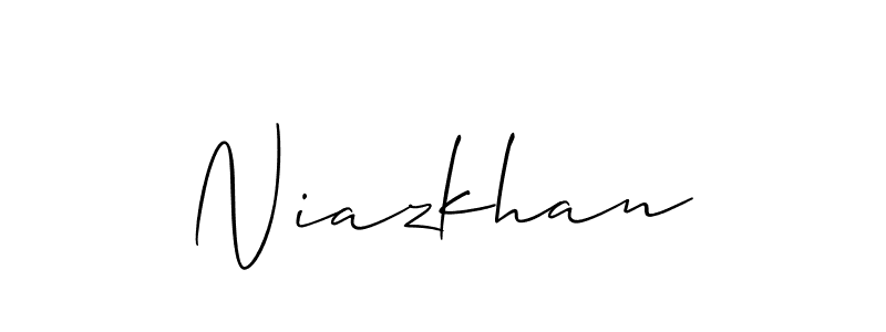 Use a signature maker to create a handwritten signature online. With this signature software, you can design (Allison_Script) your own signature for name Niazkhan. Niazkhan signature style 2 images and pictures png