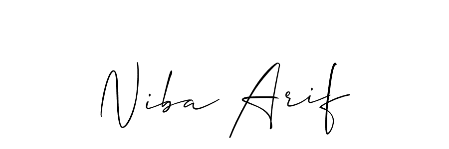 Design your own signature with our free online signature maker. With this signature software, you can create a handwritten (Allison_Script) signature for name Niba Arif. Niba Arif signature style 2 images and pictures png
