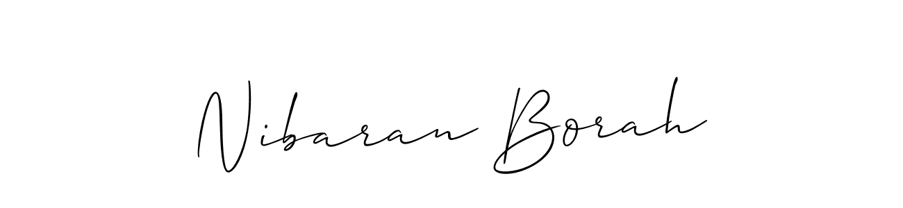 How to make Nibaran Borah name signature. Use Allison_Script style for creating short signs online. This is the latest handwritten sign. Nibaran Borah signature style 2 images and pictures png
