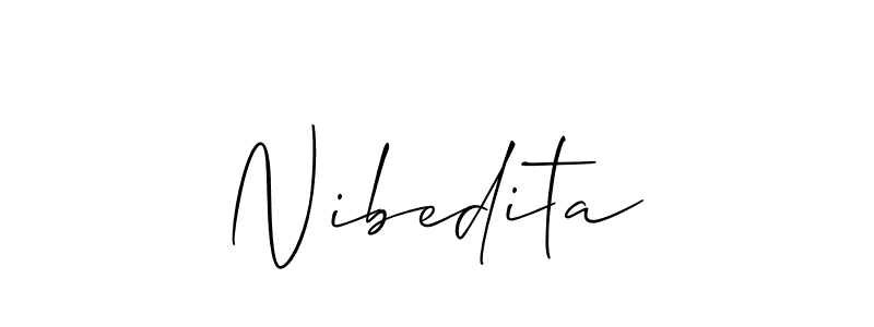 Make a beautiful signature design for name Nibedita. With this signature (Allison_Script) style, you can create a handwritten signature for free. Nibedita signature style 2 images and pictures png