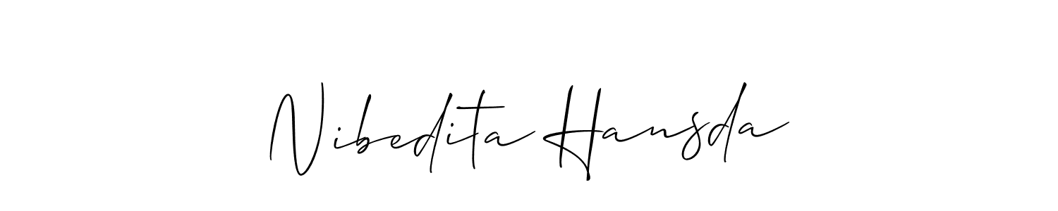 Create a beautiful signature design for name Nibedita Hansda. With this signature (Allison_Script) fonts, you can make a handwritten signature for free. Nibedita Hansda signature style 2 images and pictures png