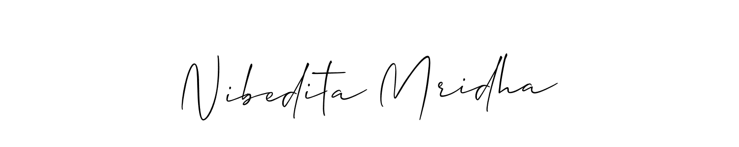 Make a beautiful signature design for name Nibedita Mridha. With this signature (Allison_Script) style, you can create a handwritten signature for free. Nibedita Mridha signature style 2 images and pictures png