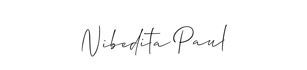 The best way (Allison_Script) to make a short signature is to pick only two or three words in your name. The name Nibedita Paul include a total of six letters. For converting this name. Nibedita Paul signature style 2 images and pictures png