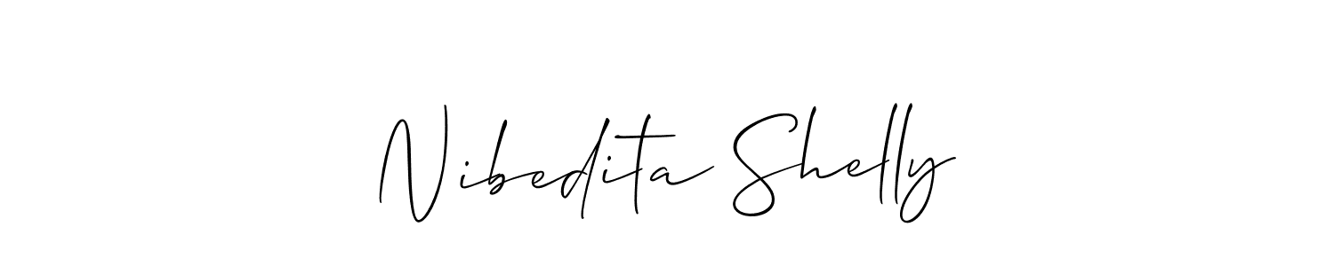 Create a beautiful signature design for name Nibedita Shelly. With this signature (Allison_Script) fonts, you can make a handwritten signature for free. Nibedita Shelly signature style 2 images and pictures png