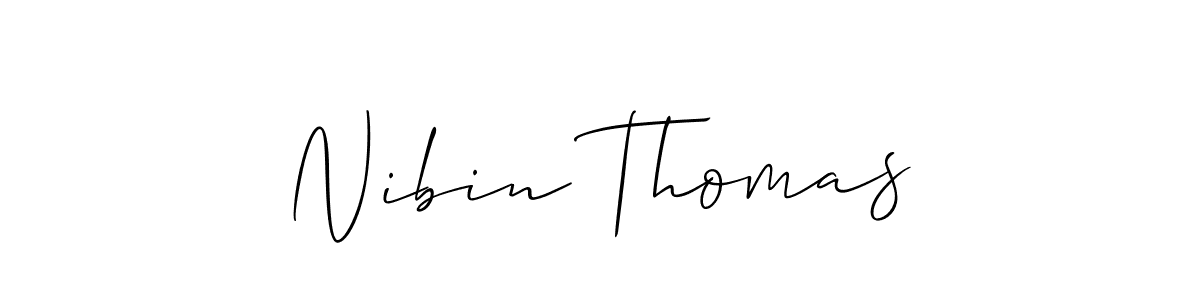 How to make Nibin Thomas name signature. Use Allison_Script style for creating short signs online. This is the latest handwritten sign. Nibin Thomas signature style 2 images and pictures png