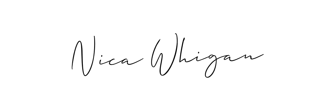 Make a beautiful signature design for name Nica Whigan. With this signature (Allison_Script) style, you can create a handwritten signature for free. Nica Whigan signature style 2 images and pictures png