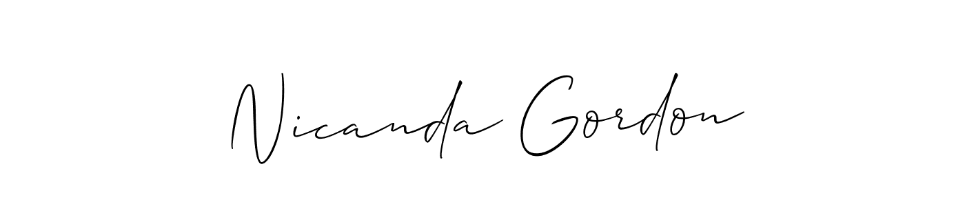 This is the best signature style for the Nicanda Gordon name. Also you like these signature font (Allison_Script). Mix name signature. Nicanda Gordon signature style 2 images and pictures png