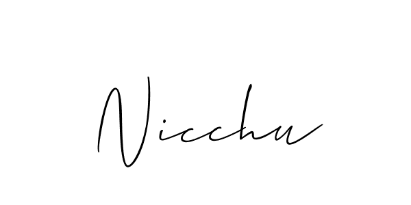 Use a signature maker to create a handwritten signature online. With this signature software, you can design (Allison_Script) your own signature for name Nicchu. Nicchu signature style 2 images and pictures png