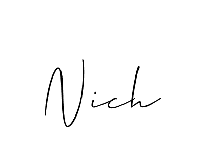 Make a beautiful signature design for name Nich. With this signature (Allison_Script) style, you can create a handwritten signature for free. Nich signature style 2 images and pictures png